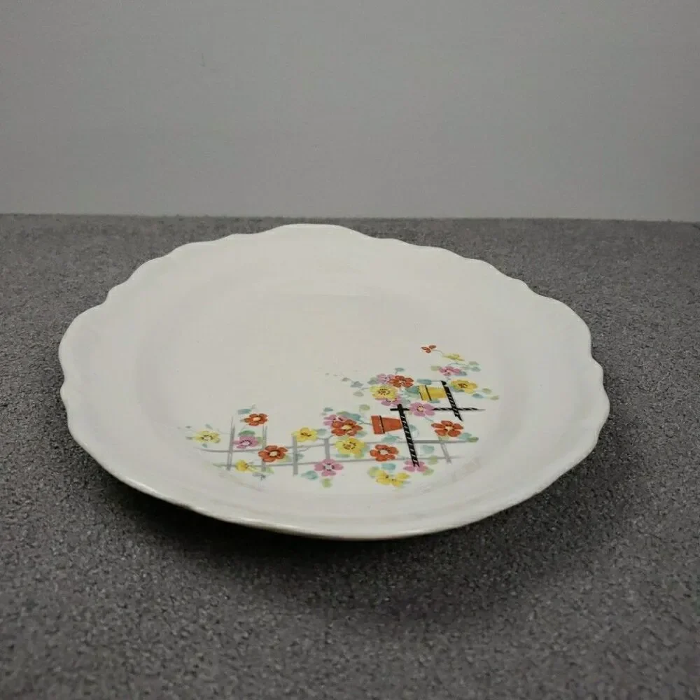 Edwin M Knowles Yorktown Oval Platter Flowers Lattice 11